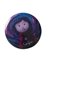 Disney Coraline Button Pin in Blue, Purple, Red
